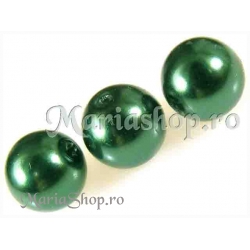 Perle sticla verde 12mm 10b