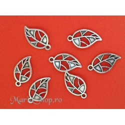 Charm argintiu antichizat frunza 16x9mm 5b