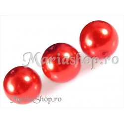 Perle sticla rosu 12mm 10b