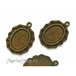 Pandantiv zamac baza cabochon 40x30 bz