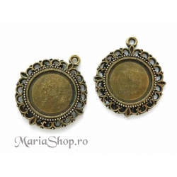 Pandantiv zamac baza cabochon 43x38 bz
