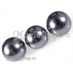 Perle sticla gri hematit 12mm 10b