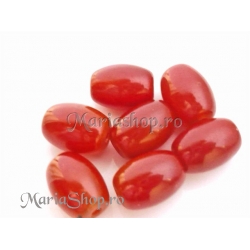 Margele sticla ovale caramiziu 14mm 3b