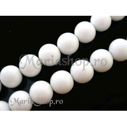 Perle sticla Mall 12mm albe 3b