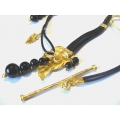 Colier agate negre si piele