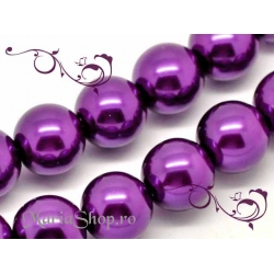 Perle sticla mov liliac 14mm 5b
